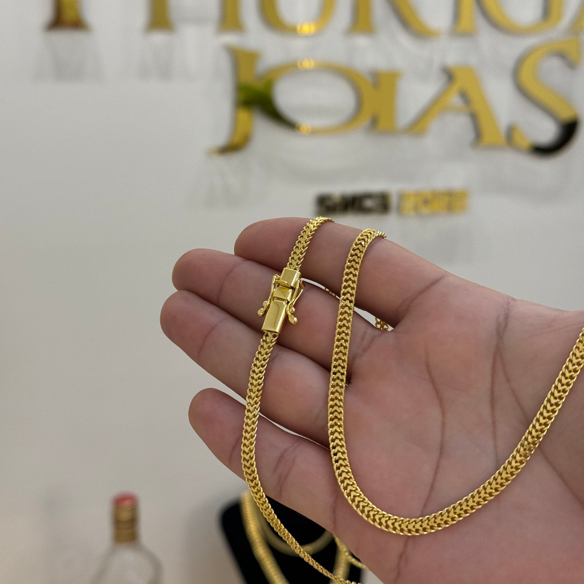 Corrente Grumet Dupla 5mm 15gr Fecho Duplo Banhado A Ouro 18k