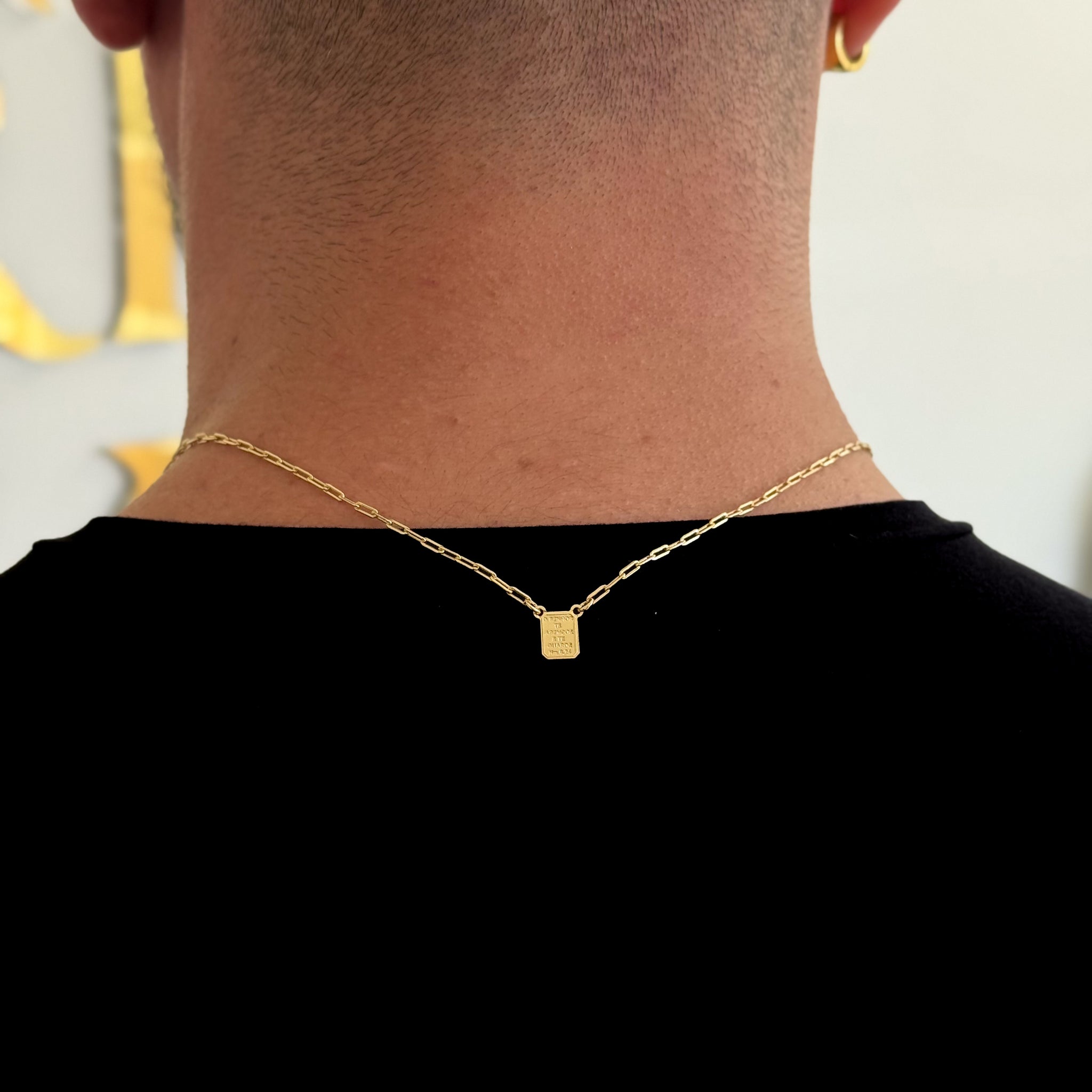 Escapulário Cadeado Alongado Sagrado Coração de Jesus 1,5mm 4gr 70cm Banhado A Ouro 18k