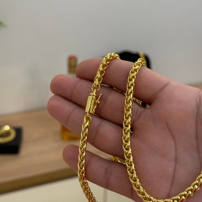 Corrente Palmeira 5mm 52gr Fecho Bomba Banhado A Ouro 18k