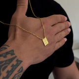 Escapulário Cadeado Alongado Deus é Fiel 1,5mm 6gr 70cm Banhado A Ouro 18k