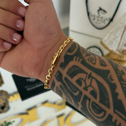 Pulseira Cadeado 5mm 14gr Fecho Bomba Banhado A Ouro 18k
