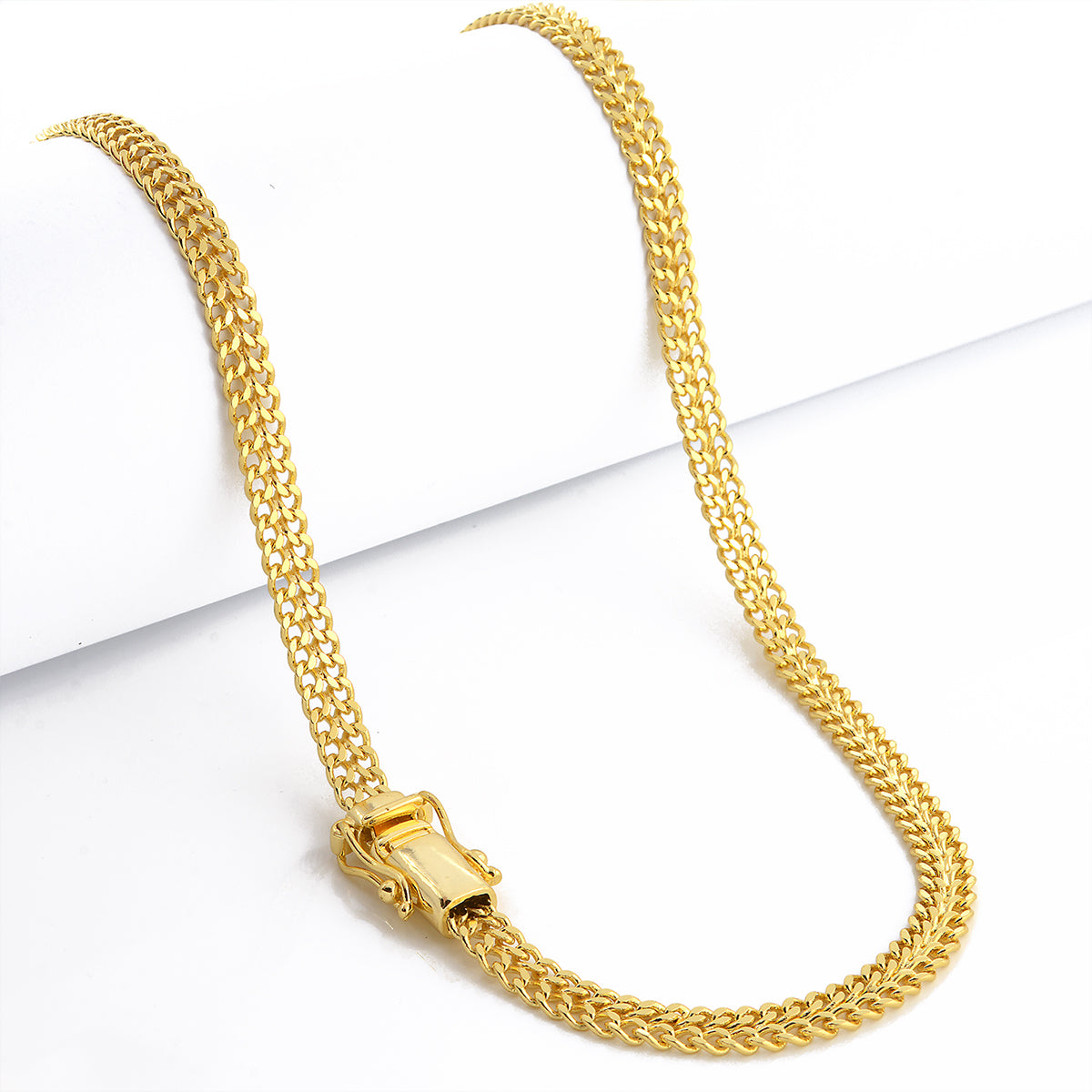 Corrente Grumet Dupla 7mm 31gr Fecho Duplo Banhado A Ouro 18k