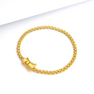 Pulseira Cadeado Duplo 4mm 5gr Fecho Duplo Banhado A Ouro 18k