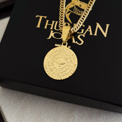 Colar Medalha Espírito Santo Características - Corrente Lacraia Banhado A Ouro 18k
