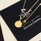 Colar Medalha De São Bento - Corrente e Pulseira Cadeado Alongado Banhado A Ouro 18k