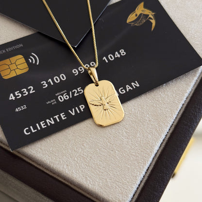 Pingente Plaquinha Espírito Santo 2x1,5cm Banhado A Ouro 18k