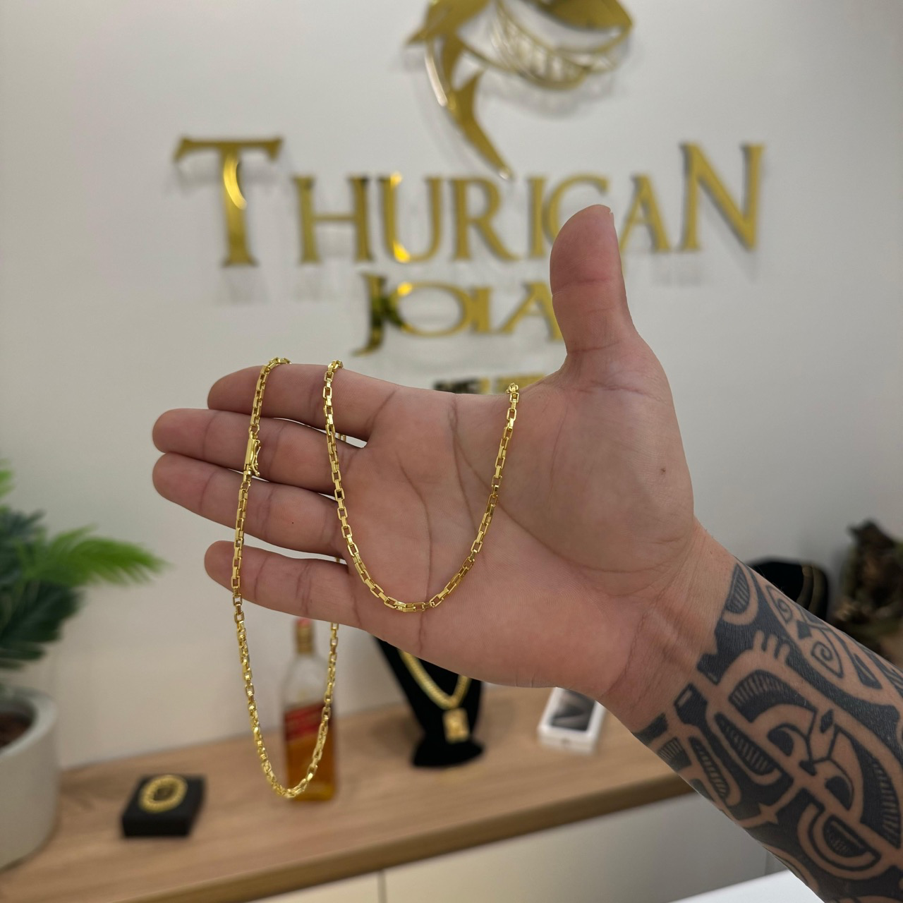 Corrente Veneziana 3mm 11gr Fecho Bomba Banhado A Ouro 18k