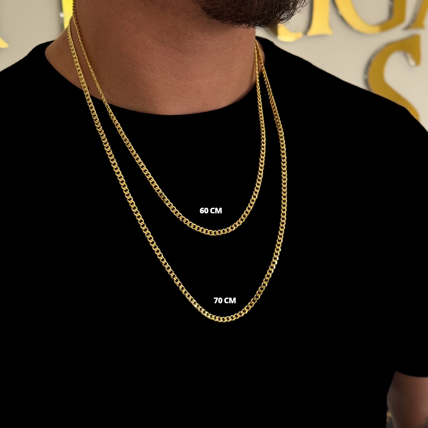 Corrente Grumet 4mm 16gr Fecho Duplo Banhado A Ouro 18k