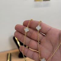 Kit Corrente e Pulseira Elo Português 2mm Trevo Safira Banhado A Ouro 18k