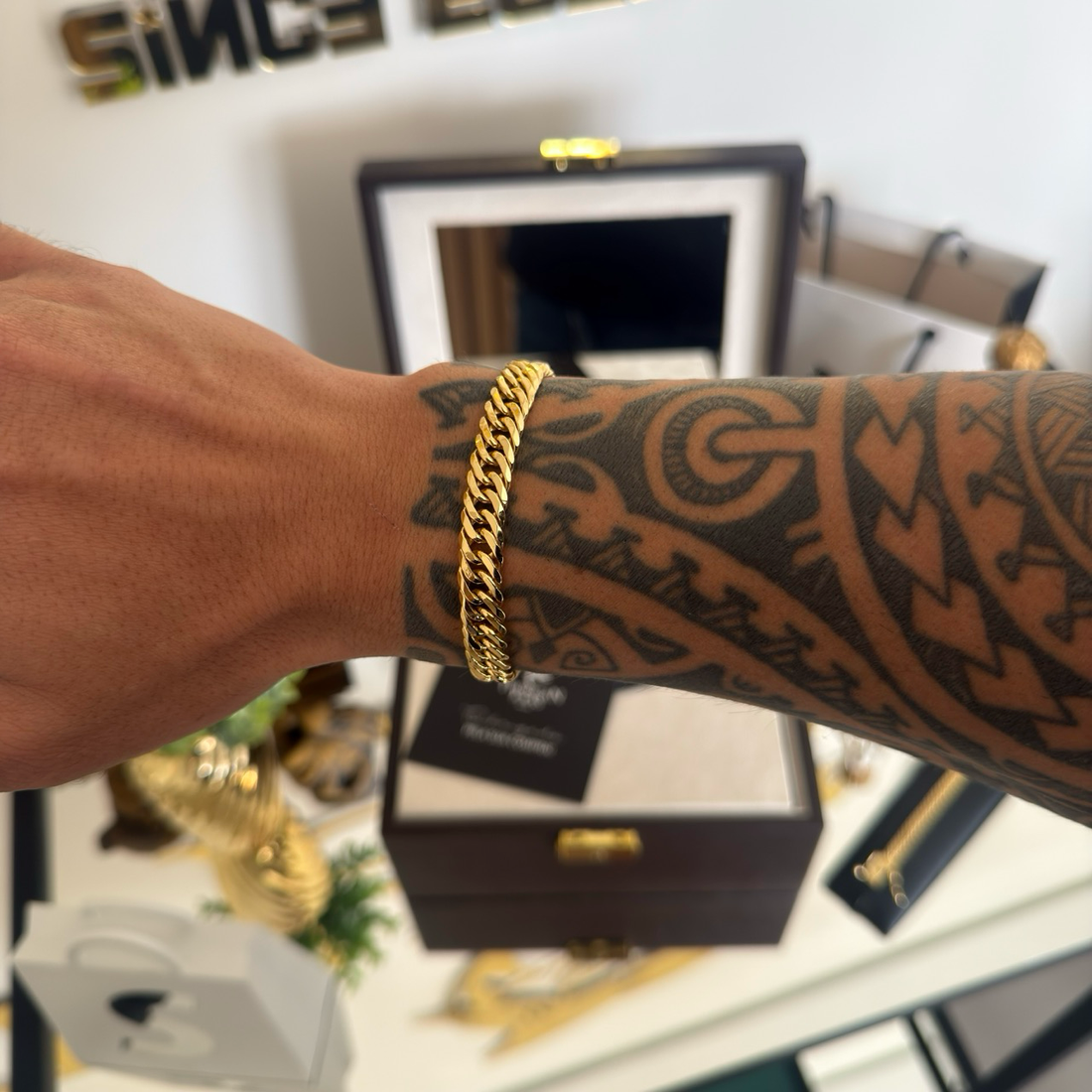 Pulseira Lacraia 10mm 27gr Fecho Duplo Banhado A Ouro 18k