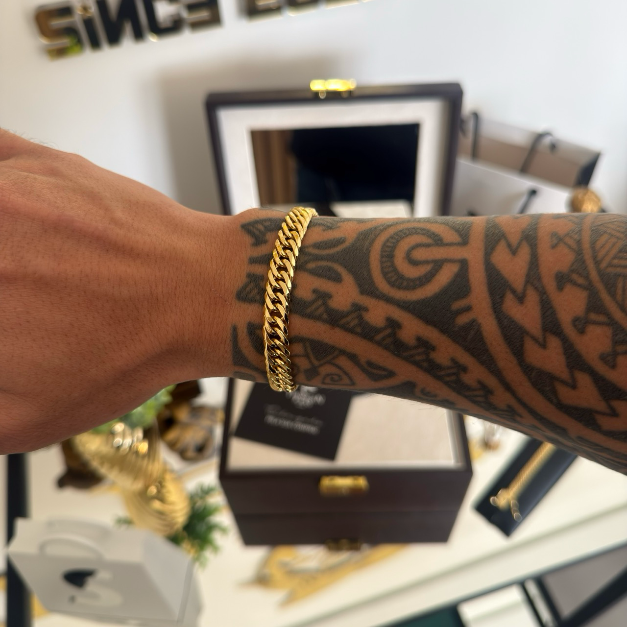 Pulseira Lacraia 10mm 27gr Fecho Duplo Banhado A Ouro 18k
