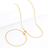 Kit Corrente e Pulseira 3 por 1 Fígaro 1,5mm Fecho Lagosta Banhado A Ouro 18k