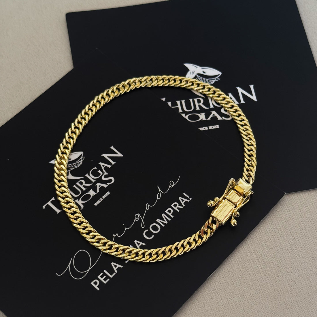 Pulseira Lacraia 4mm 7gr Fecho Duplo Banhado A Ouro 18k