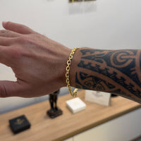 Pulseira Cadeado 5mm 14gr Fecho Bomba Banhado A Ouro 18k