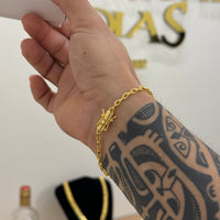 Pulseira Cadeado 3,5mm 7gr Fecho Duplo Banhado A Ouro 18k
