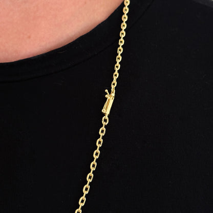 Colar Crucifixo Amarrado Cravejado - Corrente e Pulseira Cadeado 2mm Banhado A Ouro 18k