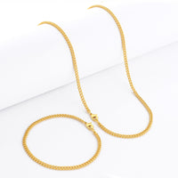 Kit Corrente e Pulseira Grumet Cuban 3mm Fecho Lagosta Banhado A Ouro 18k