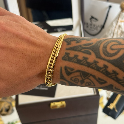 Pulseira Lacraia 10mm 27gr Fecho Duplo Banhado A Ouro 18k