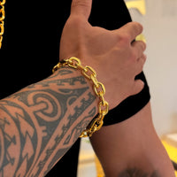 Pulseira Cadeado 12mm 45gr Fecho Duplo Banhado A Ouro 18k