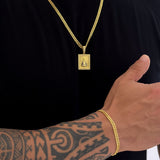 Colar N. Sra. Aparecida Cravejado P - Corrente e Pulseira Lacraia Banhado A Ouro 18k