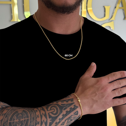 Colar Plaquinha Crucifixo Vazado - Corrente e Pulseira Baiana Banhado A Ouro 18k