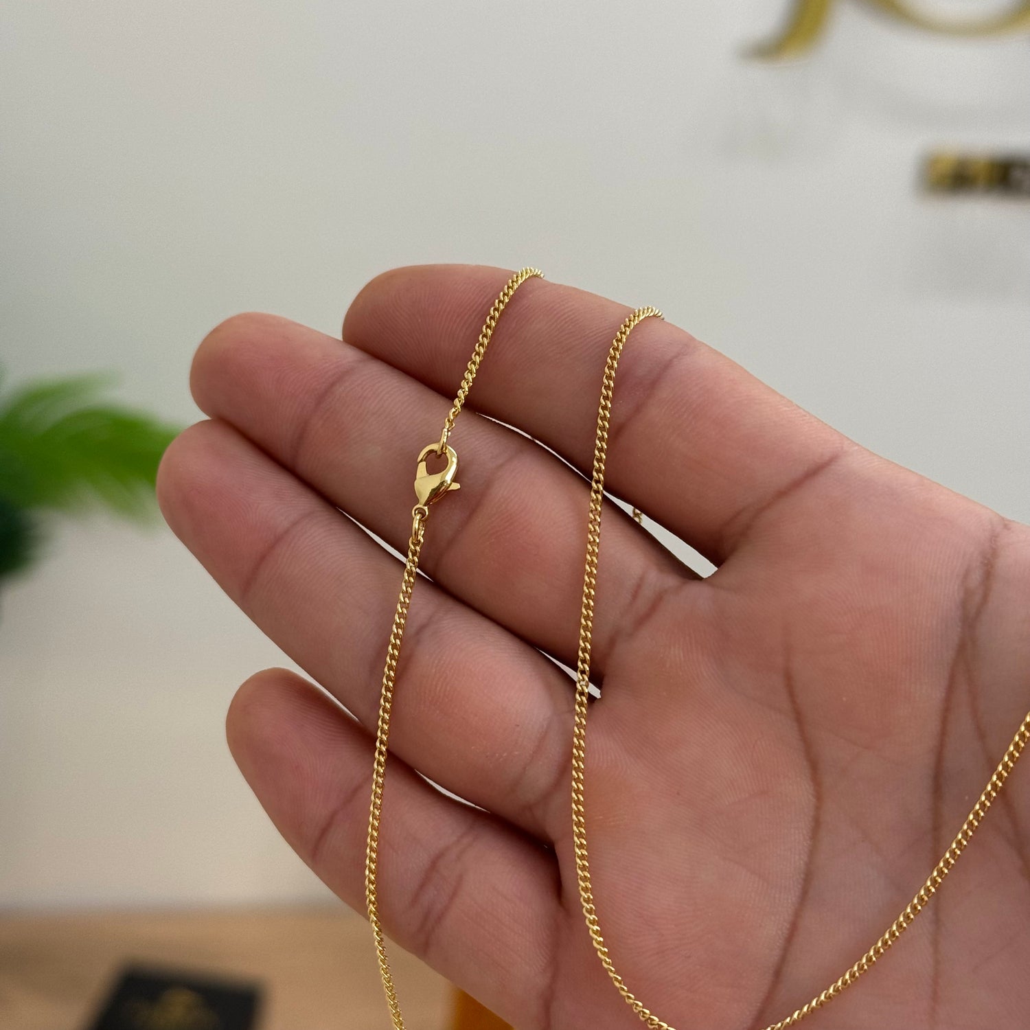 Corrente Grumet 1,5mm 3gr Fecho Lagosta Banhado A Ouro 18k
