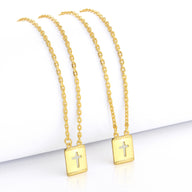 Escapulário Cadeado 1,5mm Cruz Vazada 5gr 70cm Banhado A Ouro 18k