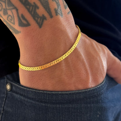 Colar Medalha De São Bento - Corrente e Pulseira Grumet Flat Banhado A Ouro 18k