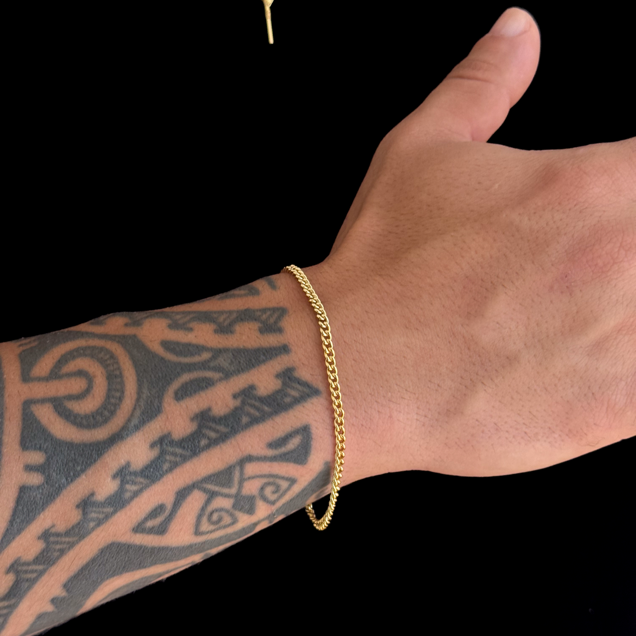 Colar Crucifixo Palito P - Corrente Cadeado e Pulseira Grumet Cuban Banhado A Ouro 18k