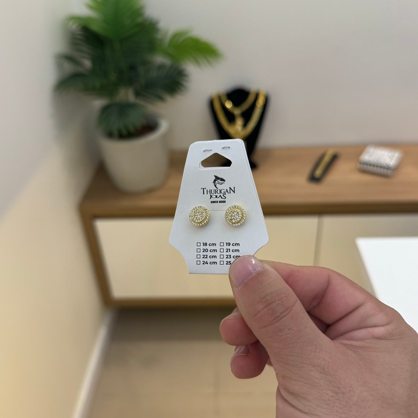 Brinco Redondo Cravejado Detalhado Banhado A Ouro 18k