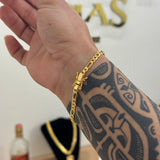 Kit Corrente e Pulseira 3 por 1 Fígaro 4mm Fecho Duplo Banhado A Ouro 18k