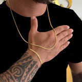 Kit Corrente e Pulseira Grumet Flat Banhado A Ouro 18k