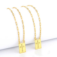 Escapulário Cadeado Alongado Cruz Vitoriana 1,5mm 6gr 70cm Banhado A Ouro 18k