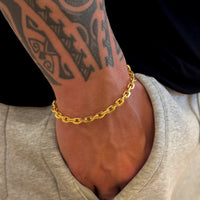 Pulseira Cadeado 5mm 14gr Fecho Duplo Banhado A Ouro 18k