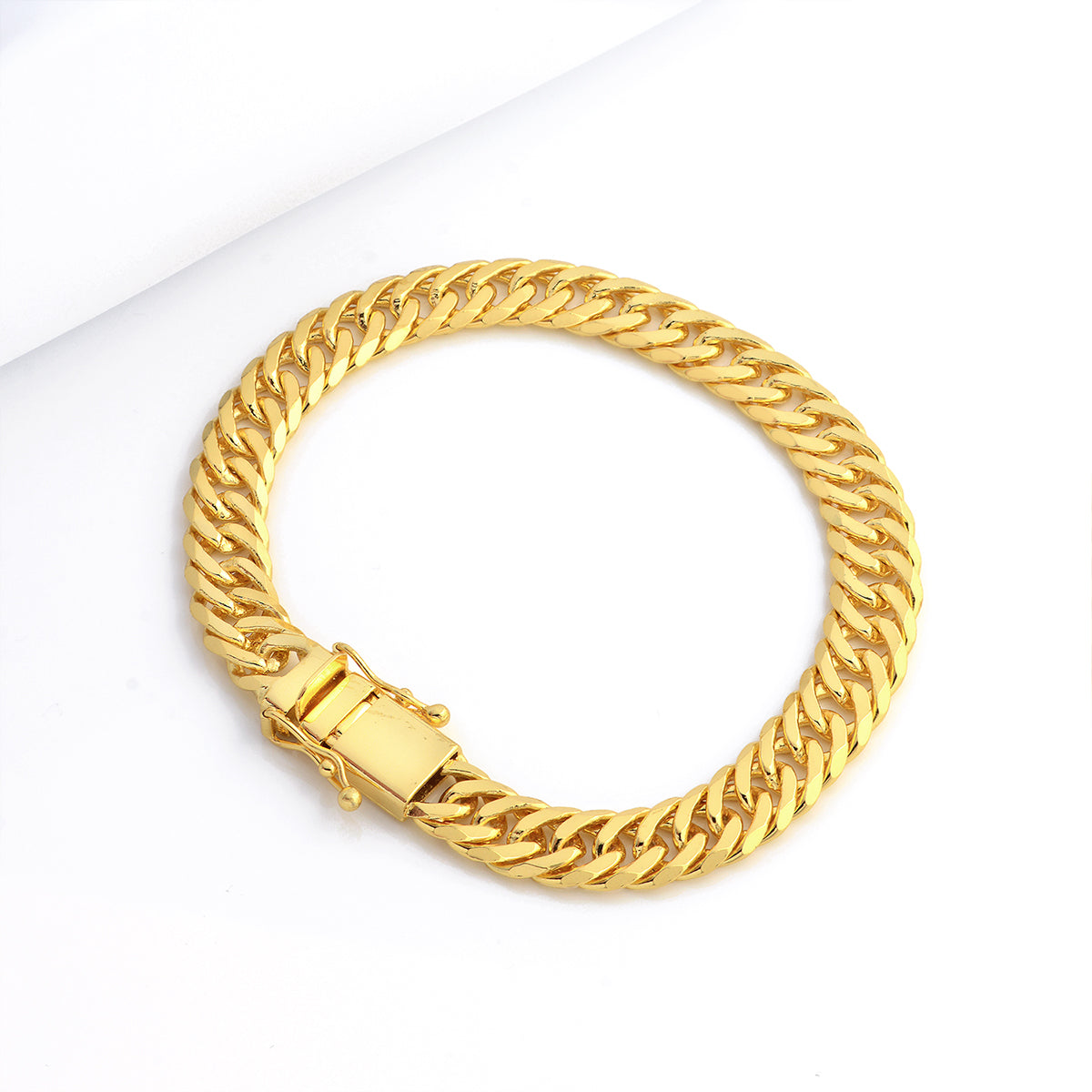 Pulseira Lacraia 10mm 27gr Fecho Duplo Banhado A Ouro 18k
