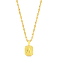 Colar Plaquinha De Letra - Corrente Cadeado Duplo Banhado A Ouro 18k