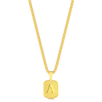 Colar Plaquinha De Letra - Corrente Cadeado Duplo Banhado A Ouro 18k