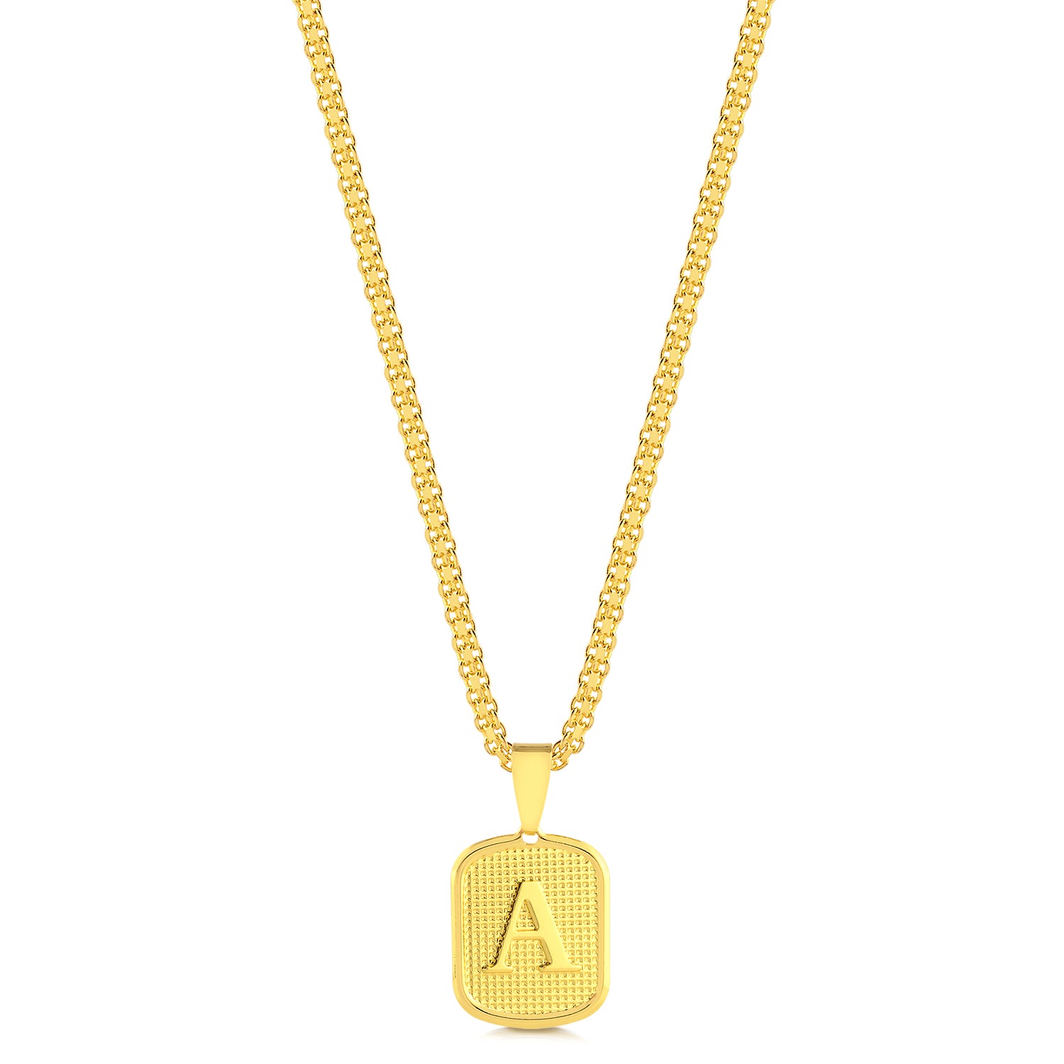 Colar Plaquinha De Letra - Corrente Cadeado Duplo Banhado A Ouro 18k