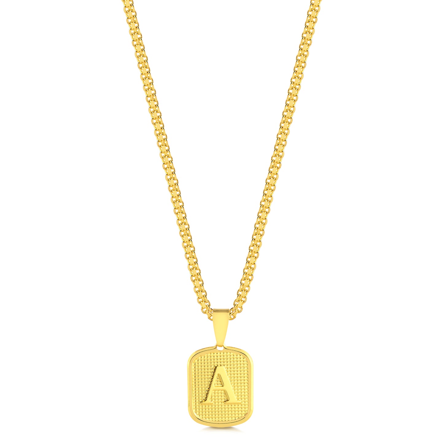 Colar Plaquinha De Letra - Corrente Cadeado Duplo Banhado A Ouro 18k