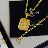 Colar Plaquinha São Jorge - Corrente e Pulseira Palmeira Banhado A Ouro 18k