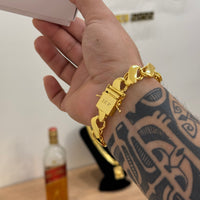 Pulseira Friso S 12mm 41gr Fecho Duplo Banhado A Ouro 18k