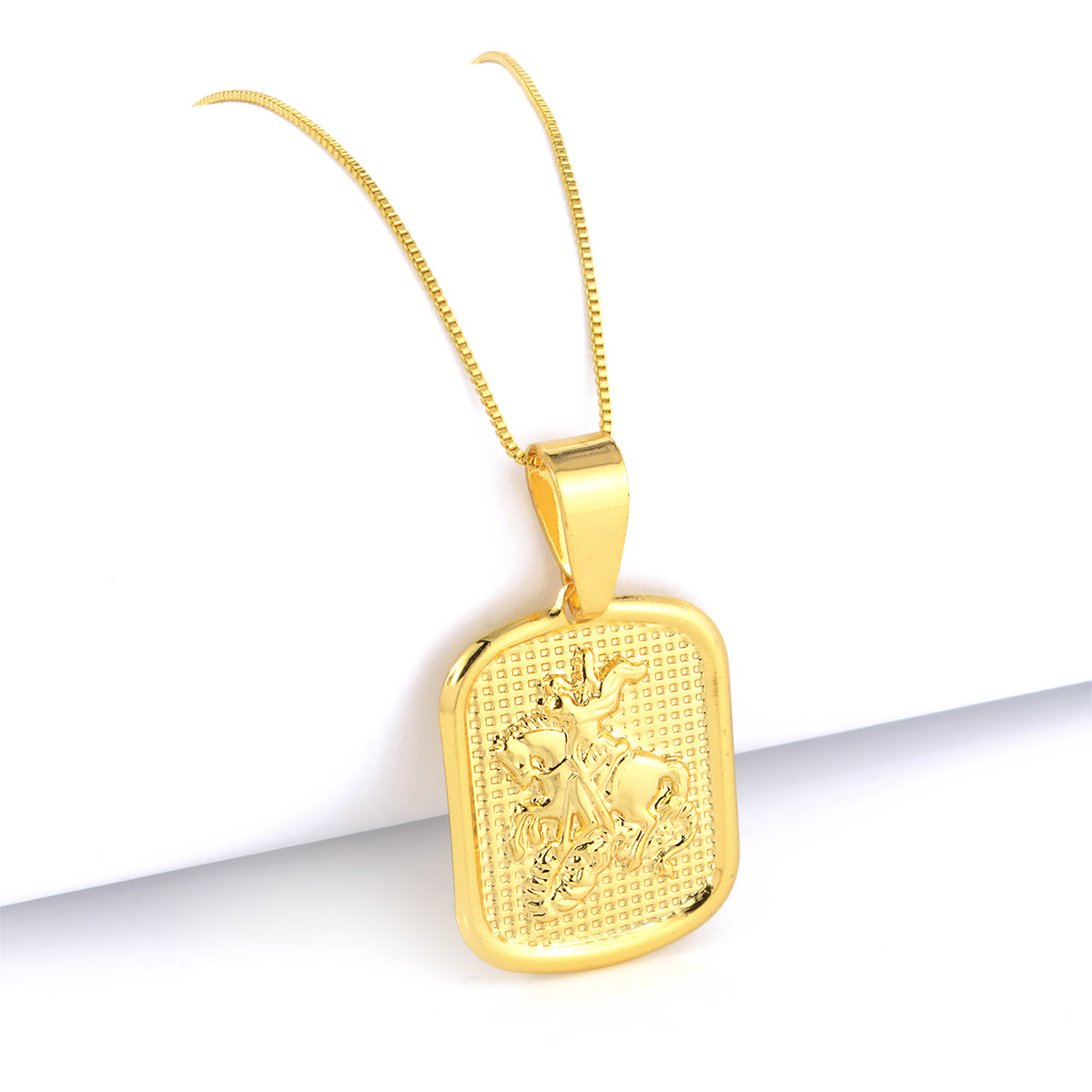 Pingente Plaquinha São Jorge 3x2cm Banhado A Ouro 18k