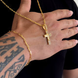 Colar Face De Cristo Cravejado P - Corrente e Pulseira Cadeado Alongado Banhado A Ouro 18k