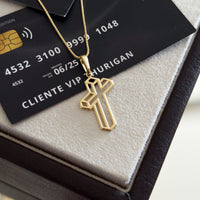 Pingente Crucifixo 3D 2,8x1,9cm Banhado A Ouro 18k