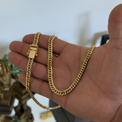 Corrente Lacraia 6mm 46gr Fecho Duplo Banhado A Ouro 18k