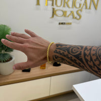Pulseira Palmeira 5mm 16gr Fecho Bomba Banhado A Ouro 18k
