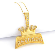 Pingente Coroa Revoada Cravejado 4x3cm Banhado A Ouro 18k