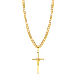 Colar Crucifixo Palito P - Corrente Lacraia Banhado A Ouro 18k