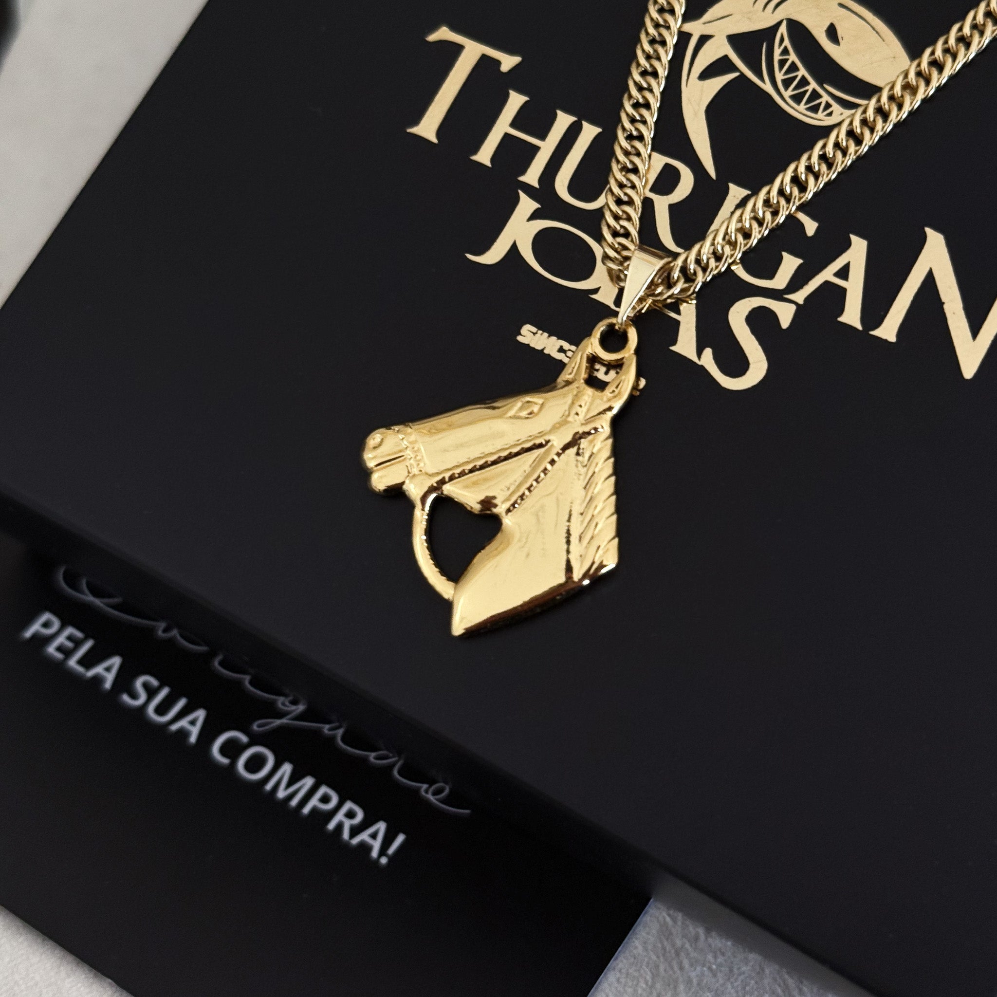 Colar Cavalo - Corrente Lacraia Banhado A Ouro 18k