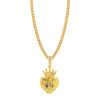 Colar Coração N. Sra. Aparecida Cravejado P - Corrente Lacraia Banhado A Ouro 18k